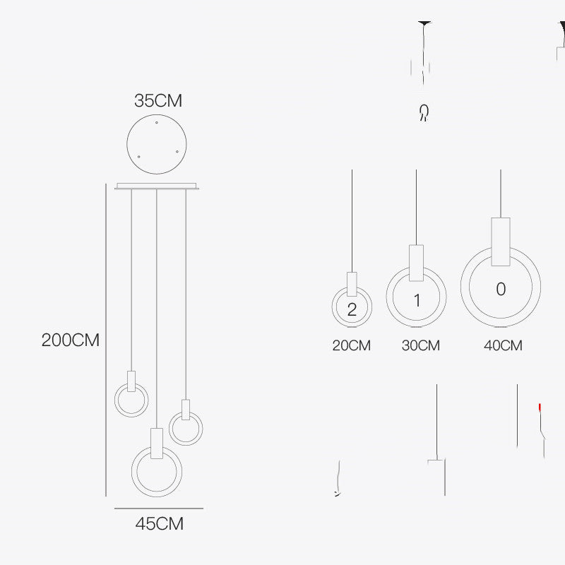 Acrylic Ring Fixtures Wood Hanging Lights