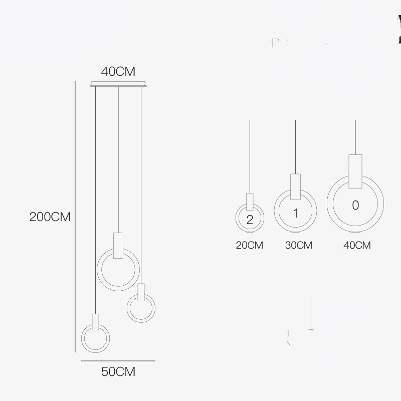 Acrylic Ring Fixtures Wood Hanging Lights